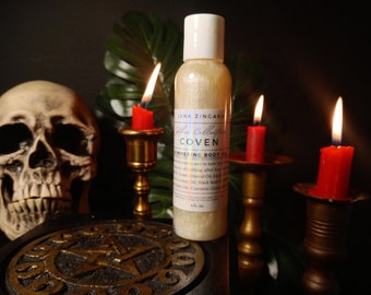 Coven, Gothic Collection, Coven Body Oil, Witch Body Oil, Gothic Body Oil, Shimmer Body Oil, Sparkle Body Oil, Witchy Body Oil, Perfumed Bod