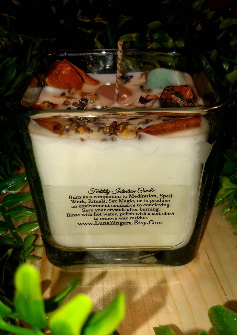 Fertility Intention Candle, Fertility Journey Candle, Crystal Candles, Herbal Candles, Meditation Candles, Pregnancy Meditation Candle image 2