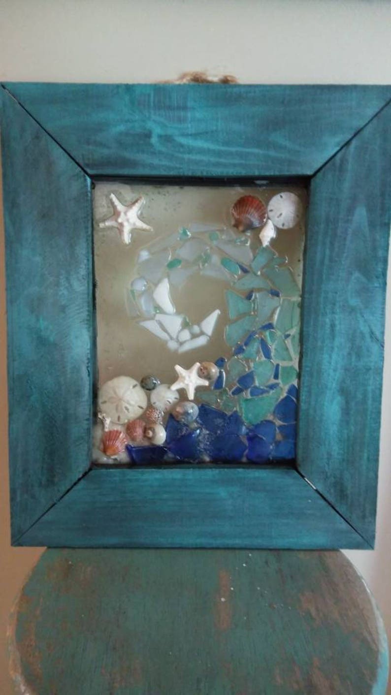 Sea Glass Window Frame Sea Glass Wave Coastal Decor Sea Etsy