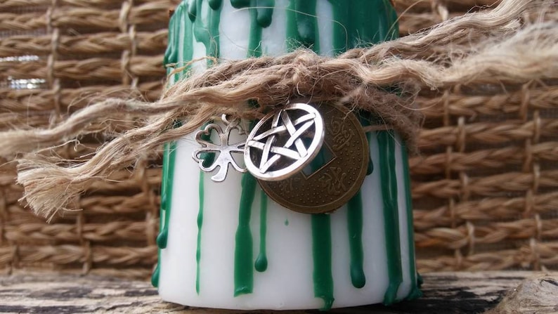 Money Spell Candle, prosperity spell, good fortune candle, good luck candle, Herbal Candle, Wiccan Spell Candles, money drawing candle afbeelding 5