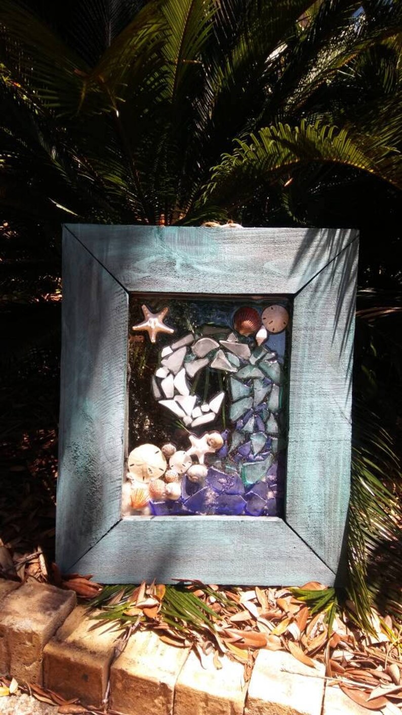 Sea Glass Window Frame Sea Glass Wave Coastal Decor Sea Etsy