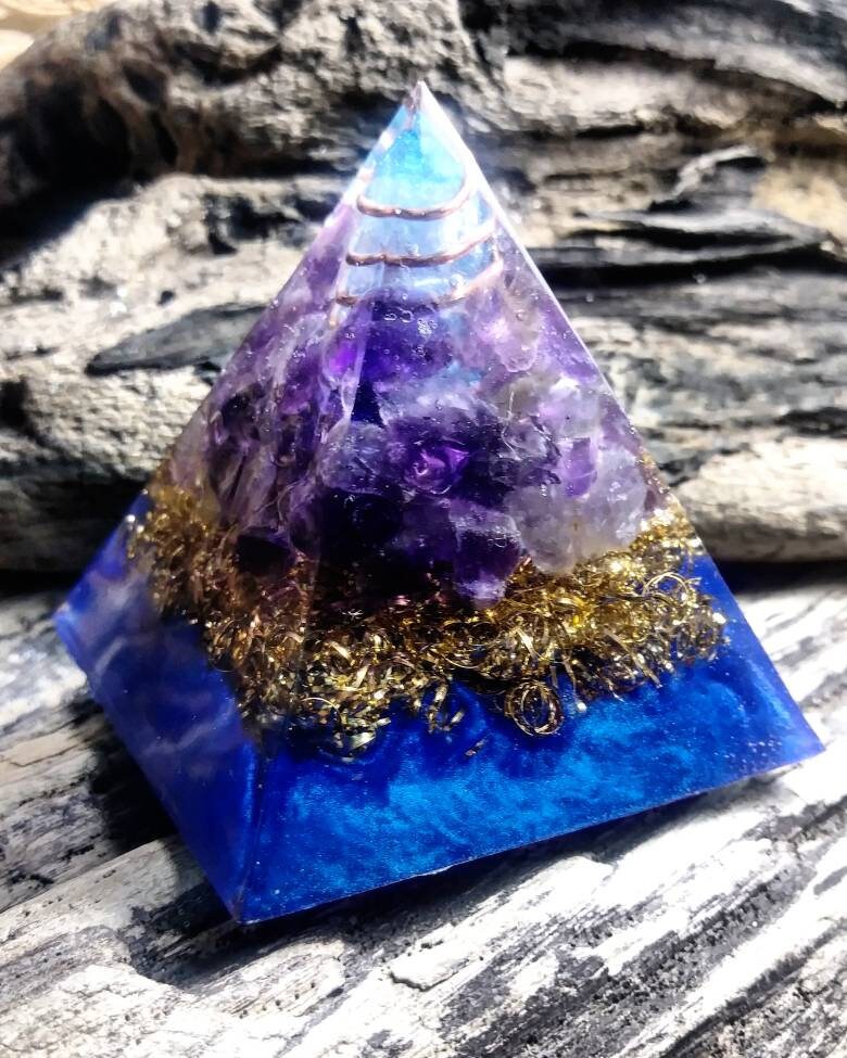 Orgone Energy Pyramid, Amethyst Orgone, Protection Orgone, PTSD Orgon…