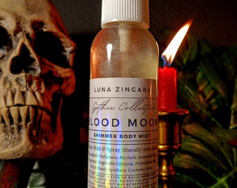Blood Moon, Perfumed Body Spray, Shimmering Body Mist, Shimmer Mist, Witchy Perfume Mist, Witchy Body Spray, Warm Sweet Perfume, Body Mist