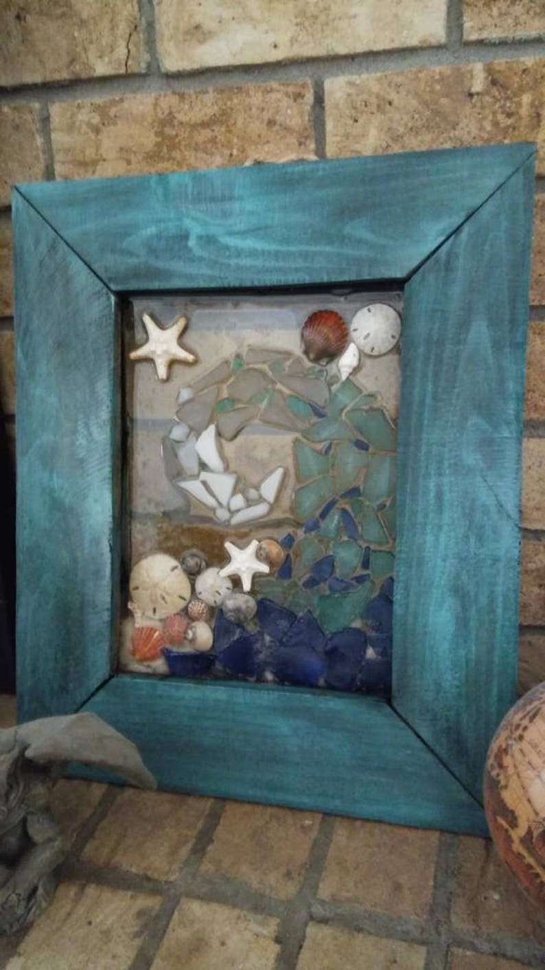 Sea Glass Window Frame Sea Glass Wave Coastal Decor Sea Etsy