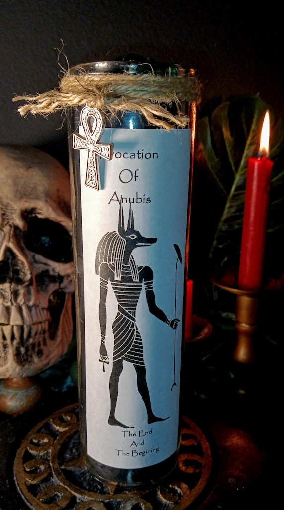 Anubis Ritual Candle. Astral projection spell Candle. Reincarnation Candle. Memorial candle. Anubis Invocation Candle. Protection Candle.