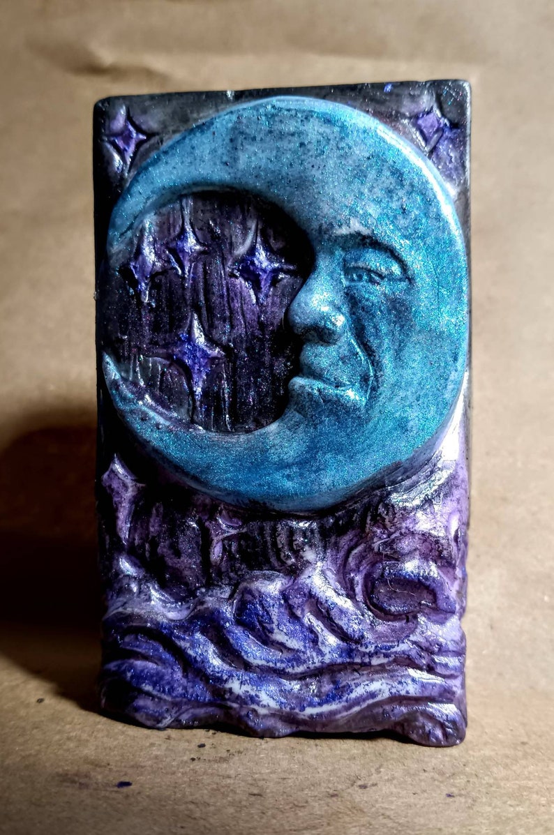 Celestial Bar Soap, Moon and Stars Soap, Hand Painted Soap, Create your own scent, Witchy Soap, Witch Bathroom Aesthetic, Vegan Soap image 3