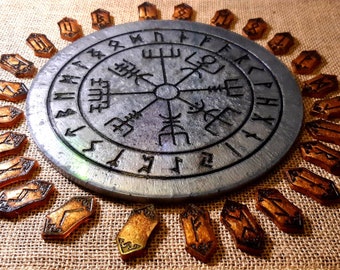 Rune Stone Set. Rune Divination Set. Resin Rune Set. Divination Tray. Divination Stones. Fortune Telling Set. Divination Guide. Vegvisir Set