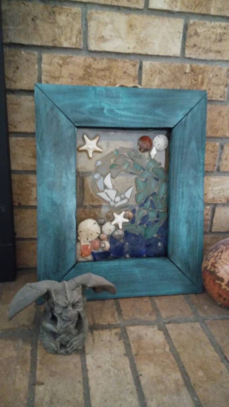 Sea Glass Window Frame Sea Glass Wave Coastal Decor Sea Etsy