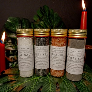 Ritual Salt and Powder Set. Ritual Black Salt, Ritual Sea Salt, Ritual Pink Salt, Protection Powder, Ritual Salt collection, Protection Salt
