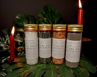 Ritual Salt and Powder Set. Ritual Black Salt, Ritual Sea Salt, Ritual Pink Salt, Protection Powder, Ritual Salt collection, Protection Salt