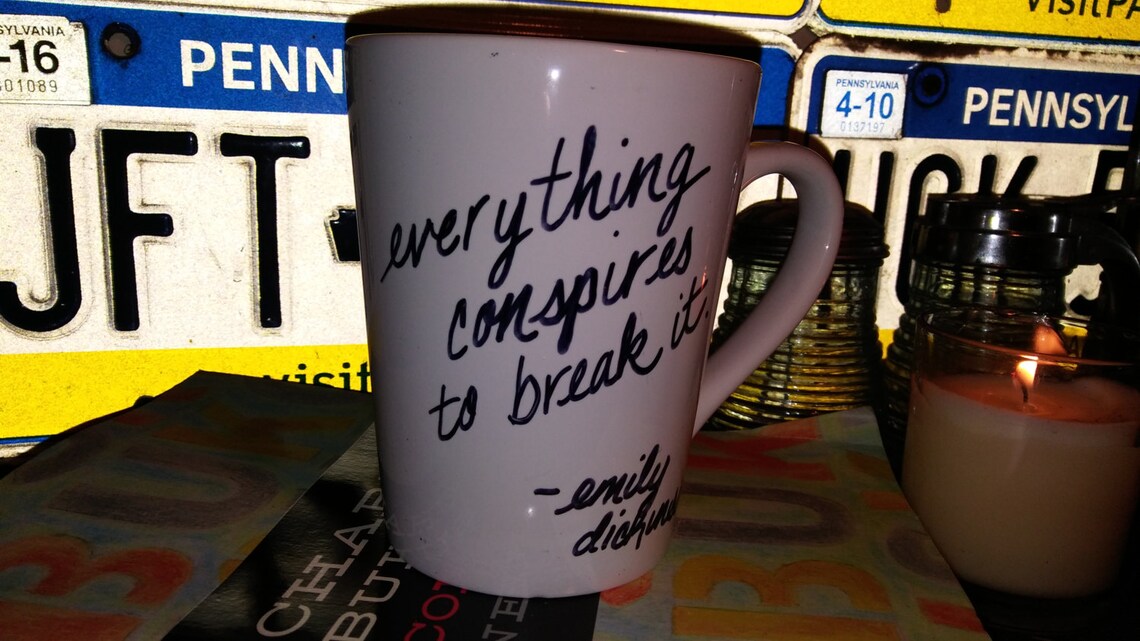 Emily Dickinson Hand Painted Poetry Mug. Kiln Fired Not Etsy