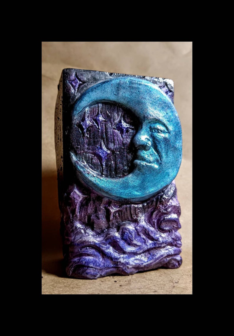 Celestial Bar Soap, Moon and Stars Soap, Hand Painted Soap, Create your own scent, Witchy Soap, Witch Bathroom Aesthetic, Vegan Soap image 1