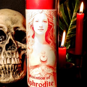 Aphrodite Ritual Candle, Aphrodite Deity Candle, Aphrodite Offering Candle, Herb Topped Candle, Crystal Topped Candle, Altar Candle