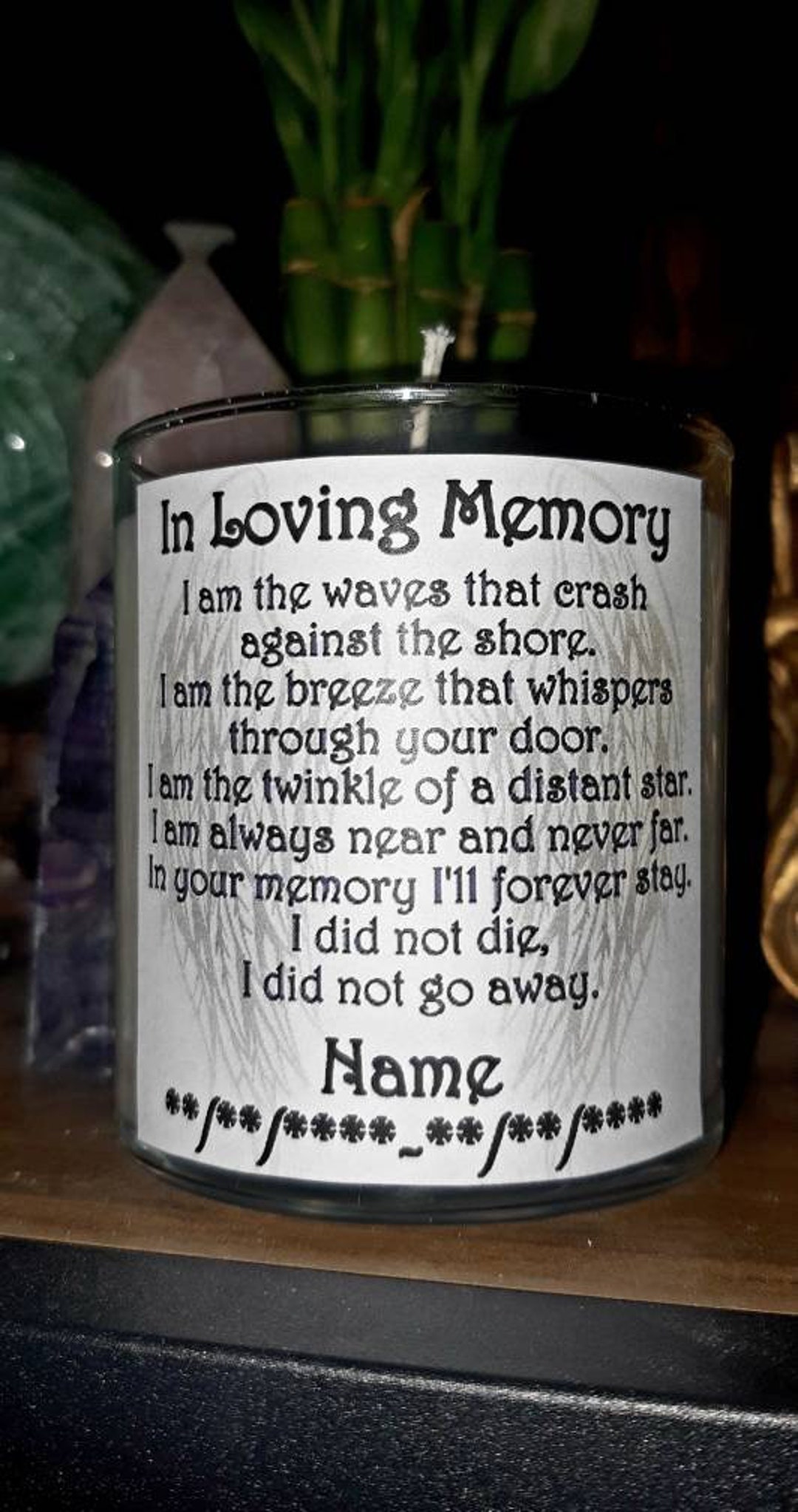 Memorial Candle, Memorial Service Candle, Funeral Candle, Loved One