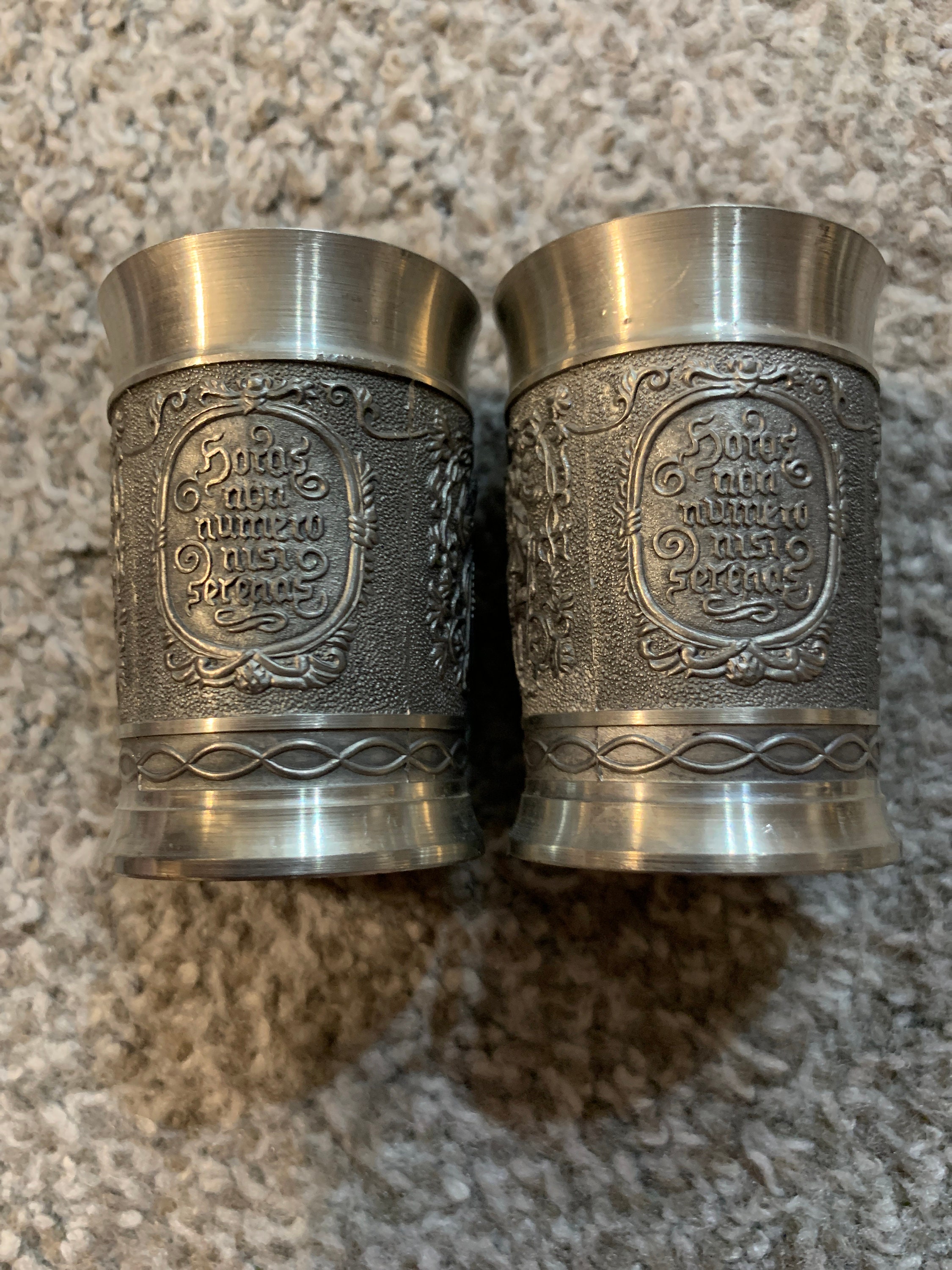Set of 2west German Reinzinn Pewter Cup Horas Non Numero Nisi Serenas Etsy