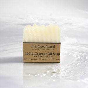 100% Coconut Oil Soap, Handmade Soap, Unscented Coconut Soap Made with Organic Coconut, Vegan Soap Bar image 1