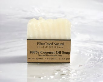 100% Coconut Oil Soap, Handmade Soap, Unscented Coconut Soap Made with Organic Coconut, Vegan Soap Bar