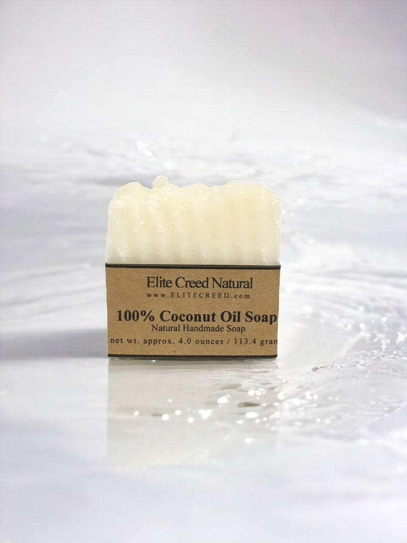 100% Coconut Oil Soap, Handmade Soap, Unscented Coconut Soap Made with Organic Coconut, Vegan Soap Bar image 1