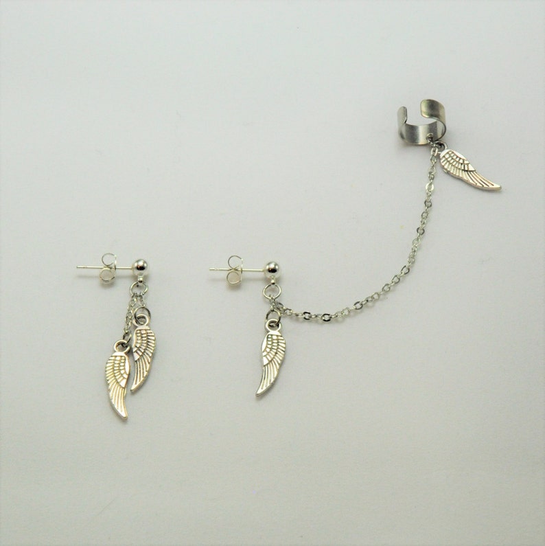 Ear climber earrings Non pierced ear cuff Cuff chain Etsy
