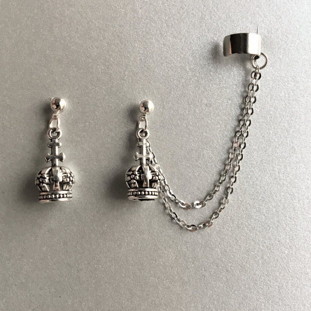 Ear cuff earring with crowns cuff earrings ear cuff Etsy