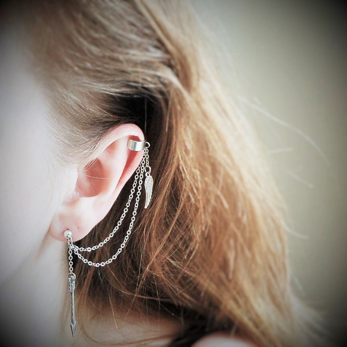 Cuff earring cartilage Arrow ear cuff Helix top Upper ear ring Etsy