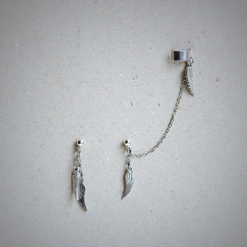 Ear climber earrings Non pierced ear cuff Cuff chain Etsy