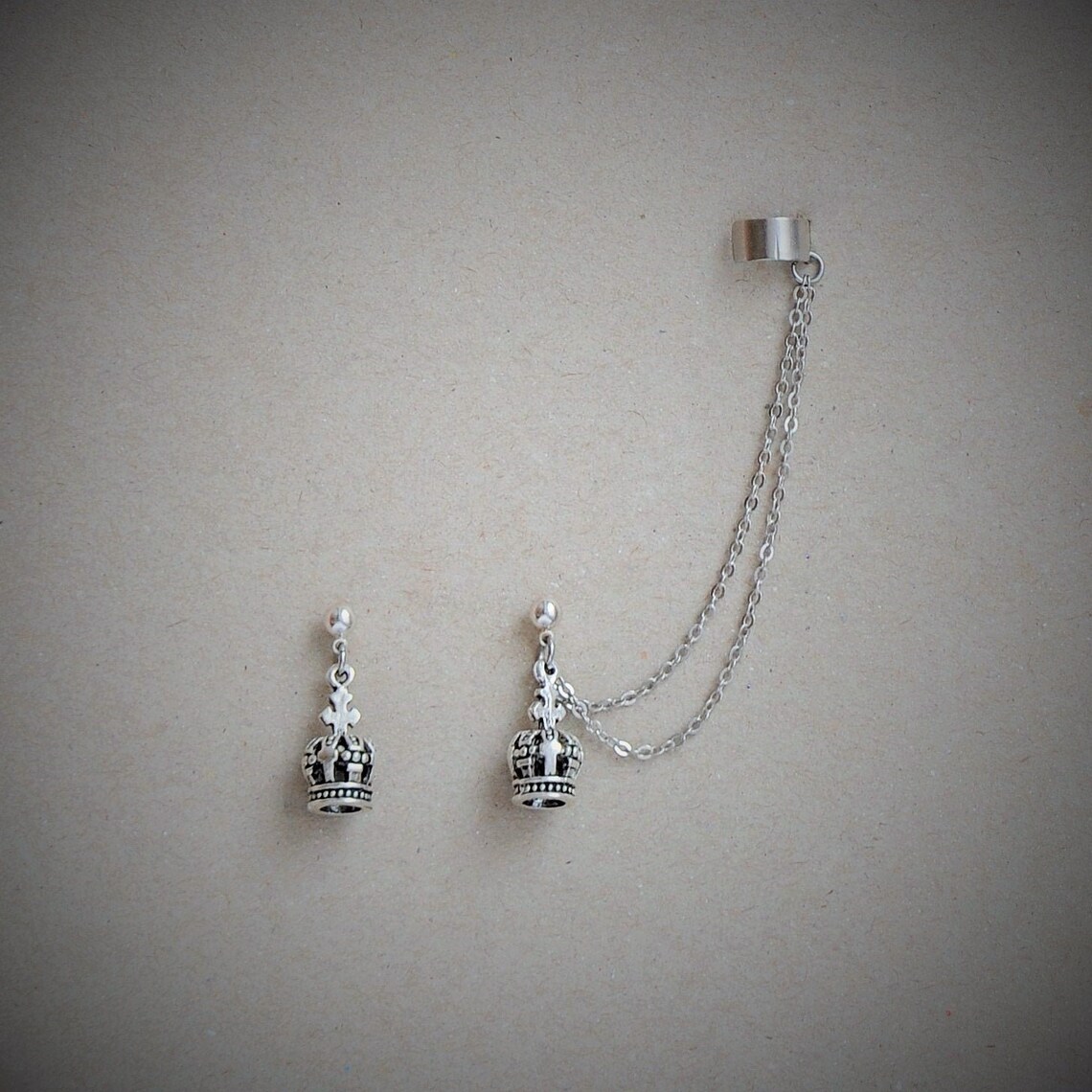 Ear cuff earring with crowns cuff earrings ear cuff Etsy