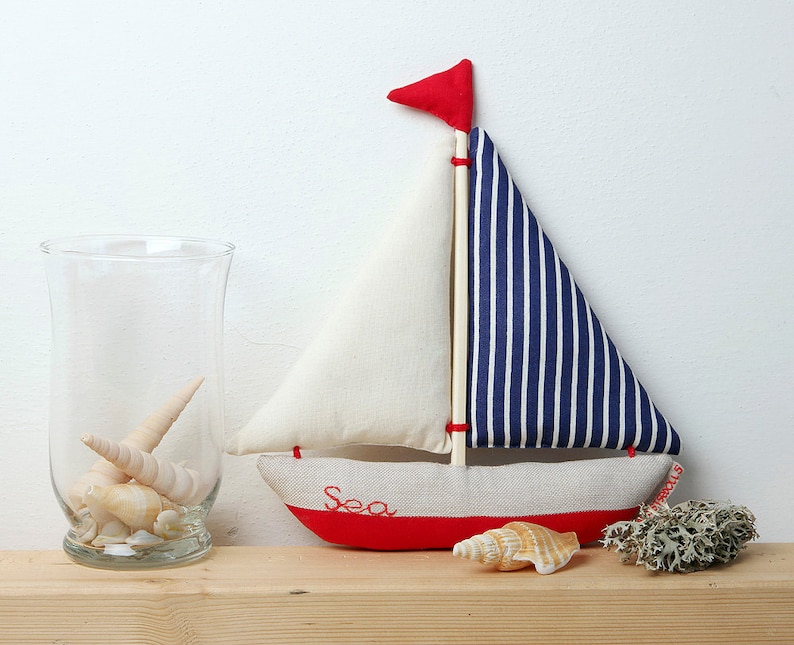 Sailboat toy, linen toy, plush sailboat, boat, toy boat, decoration hanging image 4