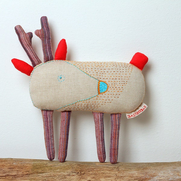 Deer. Designer hand-embroidered toy, Stuffed animal, Animal Toy, Deer Toy, children, Toy, woodland animal