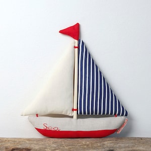 Sailboat toy, linen toy, plush sailboat, boat, toy boat, decoration hanging image 1