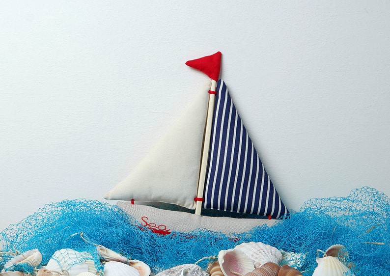 Sailboat toy, linen toy, plush sailboat, boat, toy boat, decoration hanging image 2