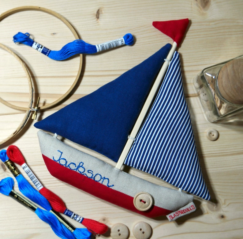 Sailboat toy, linen toy, plush sailboat, boat, toy boat, decoration hanging image 6