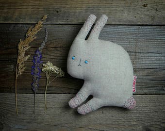 Rabbit, Stuffed animal, Animal Toy, Stuffed Bunny, hand-embroidered toy, Bunny toy, stuffed toy, Stuffed rabbit, two-sided toy, rabbit toy