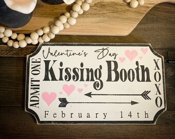 Kissing booth/valentine’s day ticket/ valentine decor / valentine sign / hearts / kissing booth ticket / love potion / v-day / feb 14th