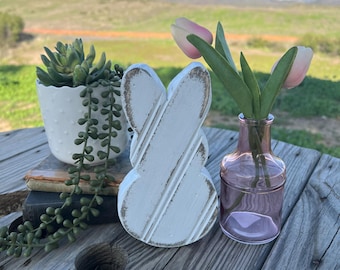 Distressed White Bunny: Rustic Easter Decor