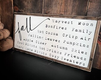 Distressed White Wood Fall Sign: Thanksgiving Decor (12.5”x24”)