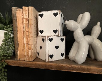 Valentine Heart Dice: Distressed Wood Love Game