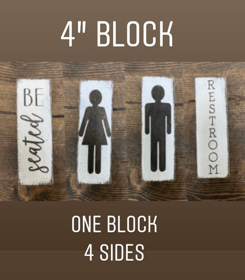 Restroom Blocks restroom decor restroom signs bathroom decor please be seated ready aim fire hello sweet cheeks save water image 4