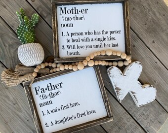 Distressed Wood Family Definition Sign: Mother's Day/Father's Day Gift