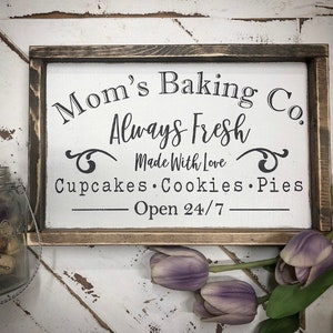 Mom's Baking Company - Baking Sign - Bakery Sign - Farmhouse - Baking Co - Kitchen Sign - Wood ...