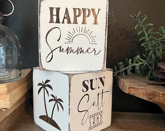 Distressed White Summer Blocks: Rustic BBQ Decor