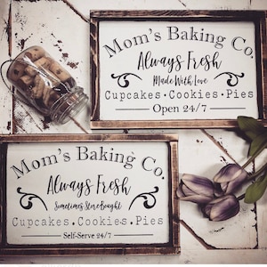 Mom's Baking Company - Baking Sign - Bakery Sign - Farmhouse - Baking Co - Kitchen Sign - Wood ...