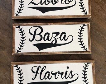 Personalized Baseball Sign, Distressed Wood Frame, Team Gift