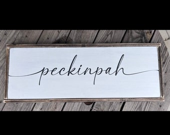 Personalized Last Name Sign: Distressed White, Canvas Style Frame