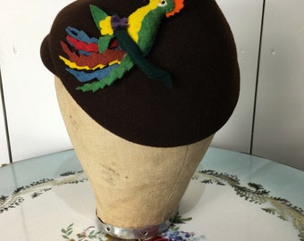 Original 1940's Novelty Fun Parrot Hat - Made by ' Henry Pollack'
