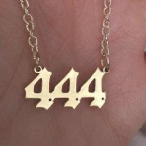 444 Gold Angel Number Necklace - Protection, Guidance, Stability