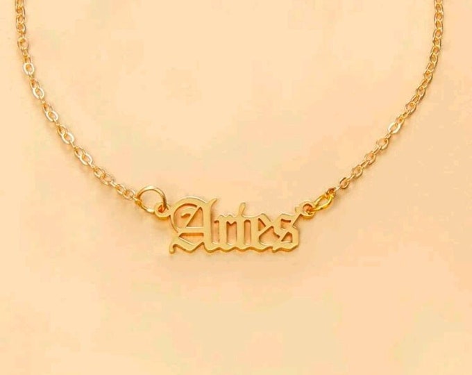 Aries Zodiac Star Sign Gold Necklace