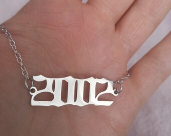 2002 Silver Necklace Birth Year Y2K 20 