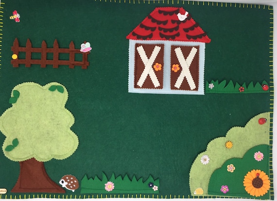 Pannello gioco fattoria Montessori in feltro attacca e stacca
