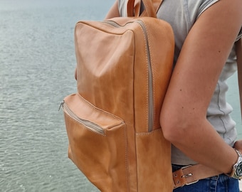 Greek leather Backpack, Handmade Bag, Unisex Bag, Students School Bag, leather laptop case, Shoulder Bag, Men Backpack, Women Backpack